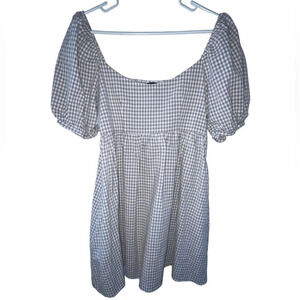 Tuckernuck Pomander Place Abigail Gingham White Tan Mini Dress Women Size Small